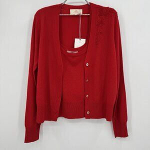 Kilte Collection Cashmere Bijou Tank and Cardigan Sweater Matching Set 3-L Large